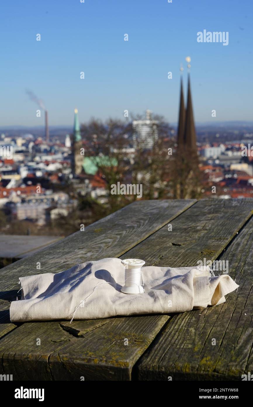 Leineweberstadt Bielefeld, Stoff Faden Stock Photo