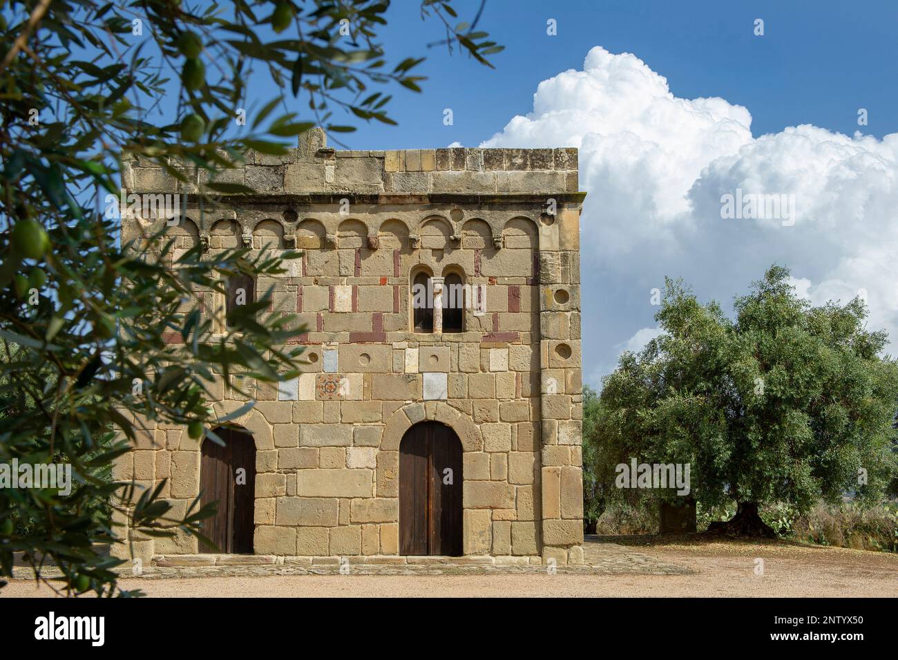 The 12th-century Romanesque church of Santa Maria di Sibiola, near Serdiana, Sardinia, Italy Stock Photo
