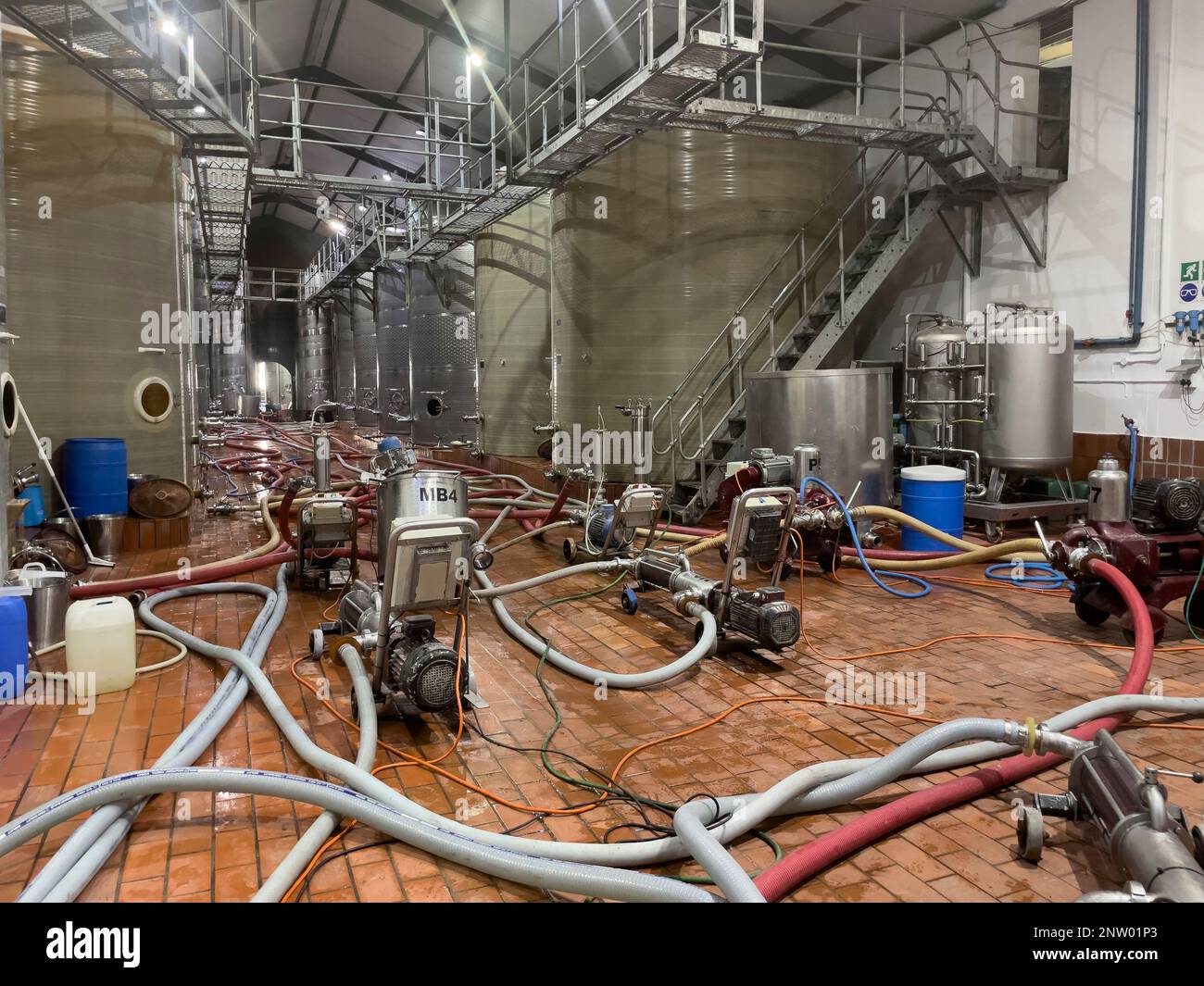 Robertson, Western Cape, South Africa. 2023. Fermentation tanks in a