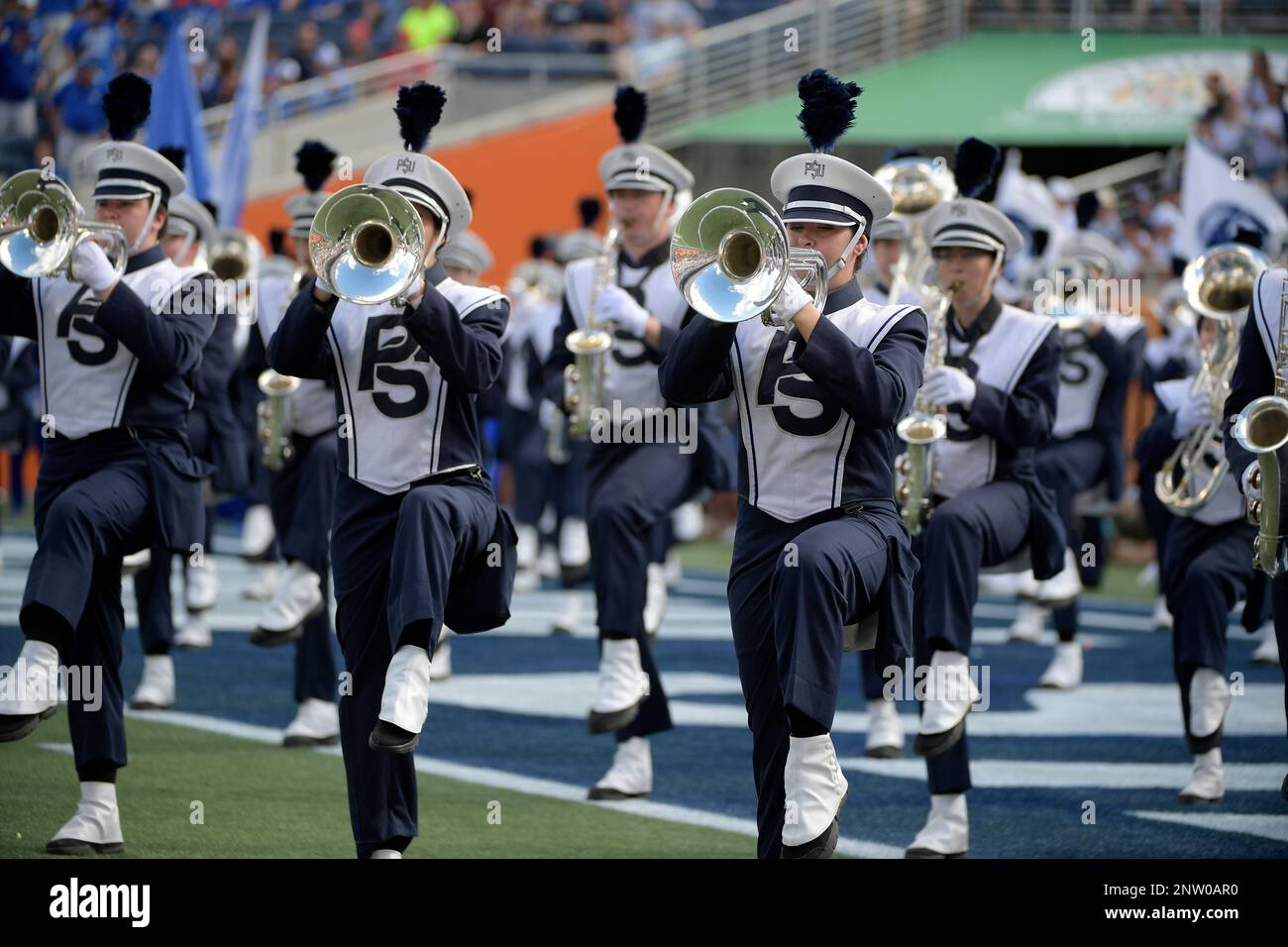 Members of the Penn State marching band perform before the Citrus Bowl ...