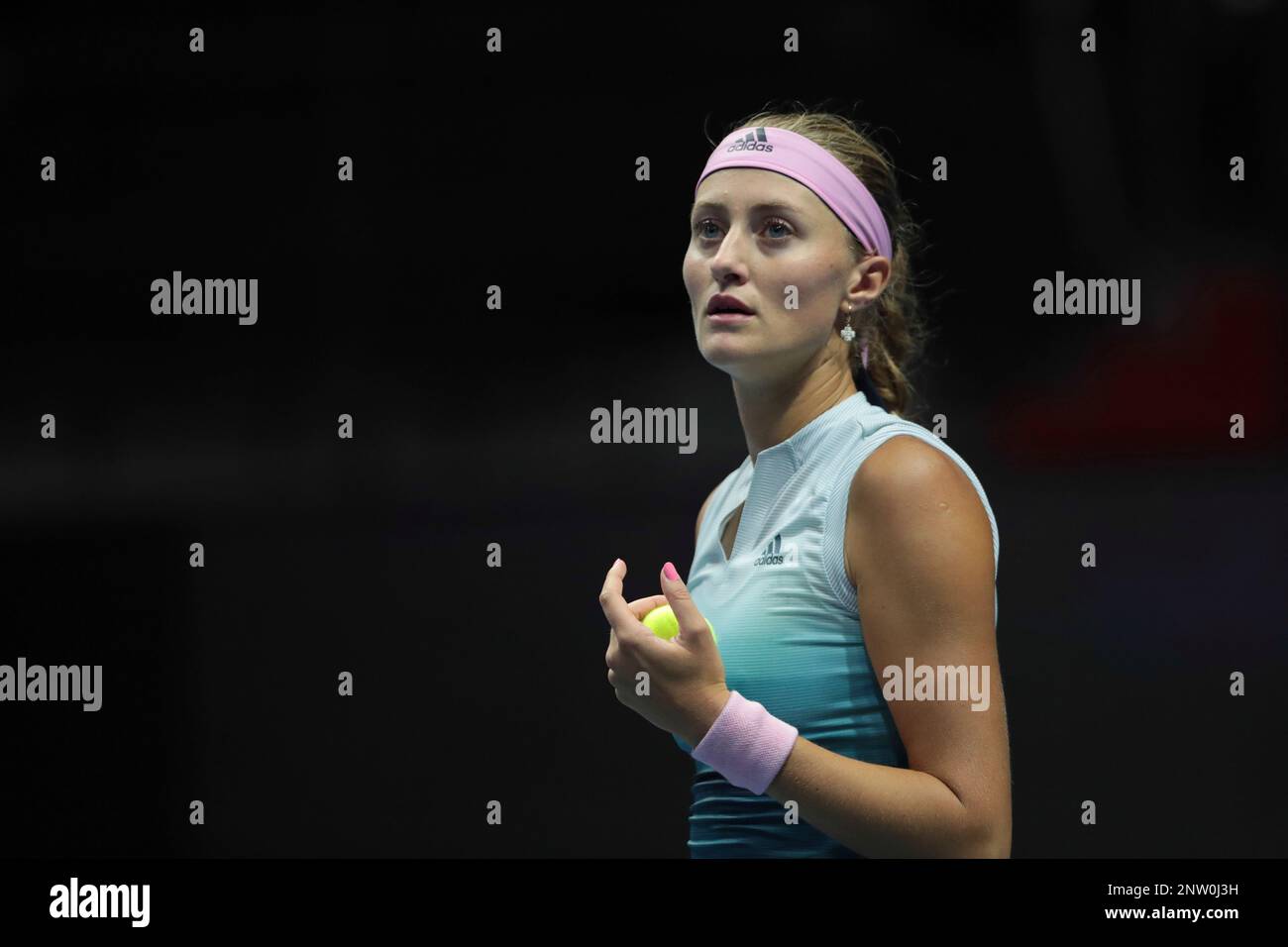 ST. PETERSBURG, RUSSIA - JANUARY 29: Kristina Mladenovic of France during  the St. Petersburg Ladies Trophy 2019 tennis tournament match in St. Petersburg, Russia, 29 Jan. 2019, Sibur Arena, Saint Petersburg, Russia  (Photo
