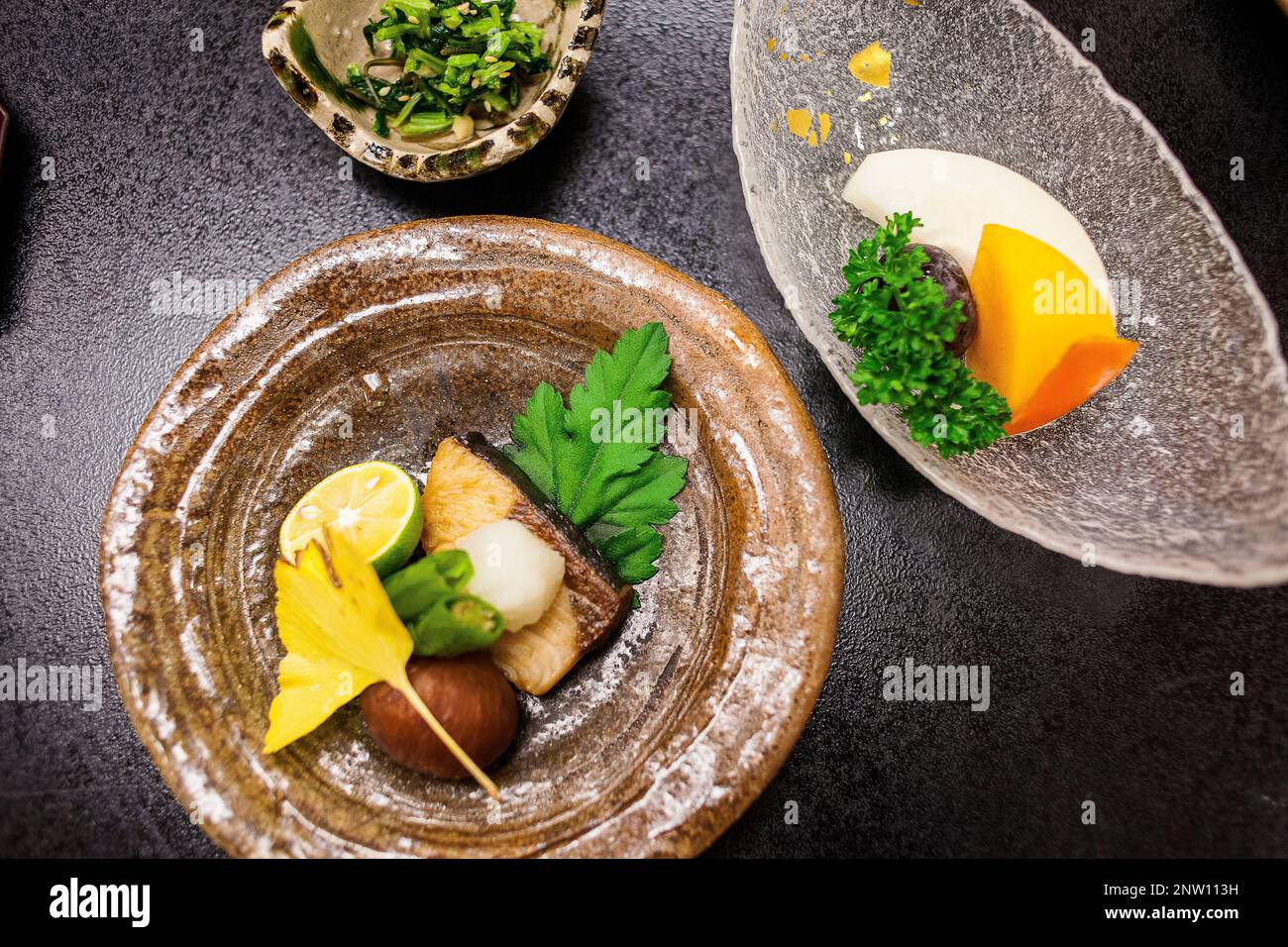 Vegetables.Traditional food, Fujiya Ryokan Kawayu Onsen, Kumano Kodo, Nakahechi