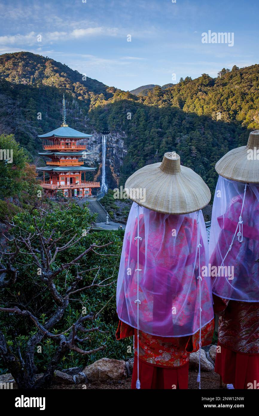 Pilgrims in Heian period costumes and Nachisan Seigantoji Temple