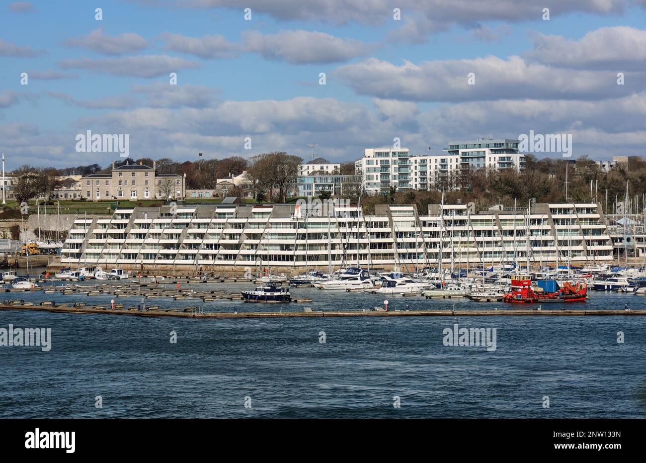 Mayflower Marina, Richmond Walk, Devonport, with new housing at the