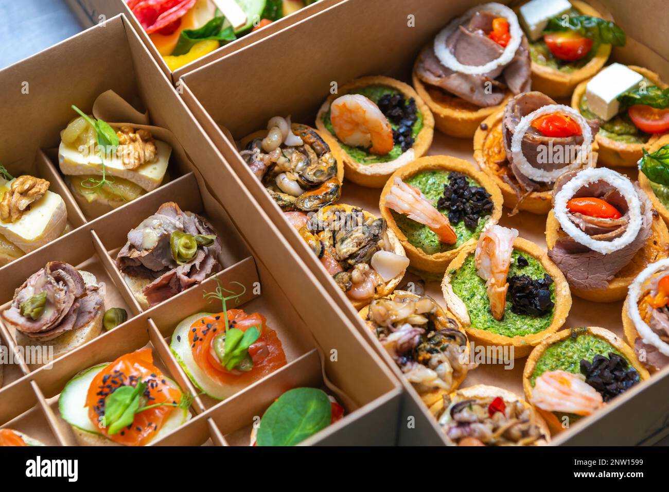Gourmet snacks for wine party delivered for food catering service on
