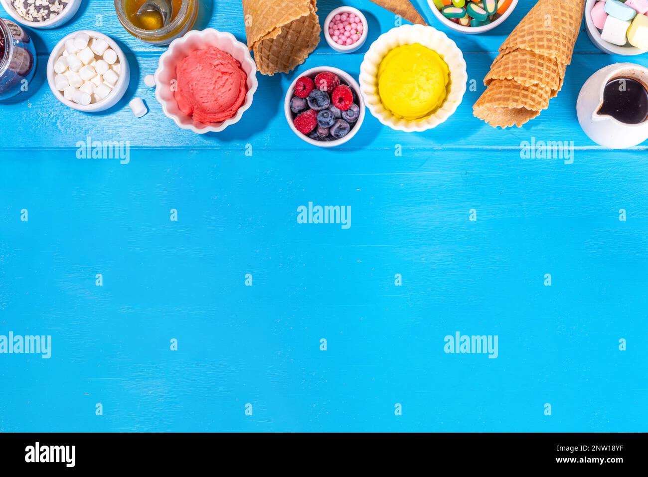 Ice cream festival background, Summer ice cream buffet with various