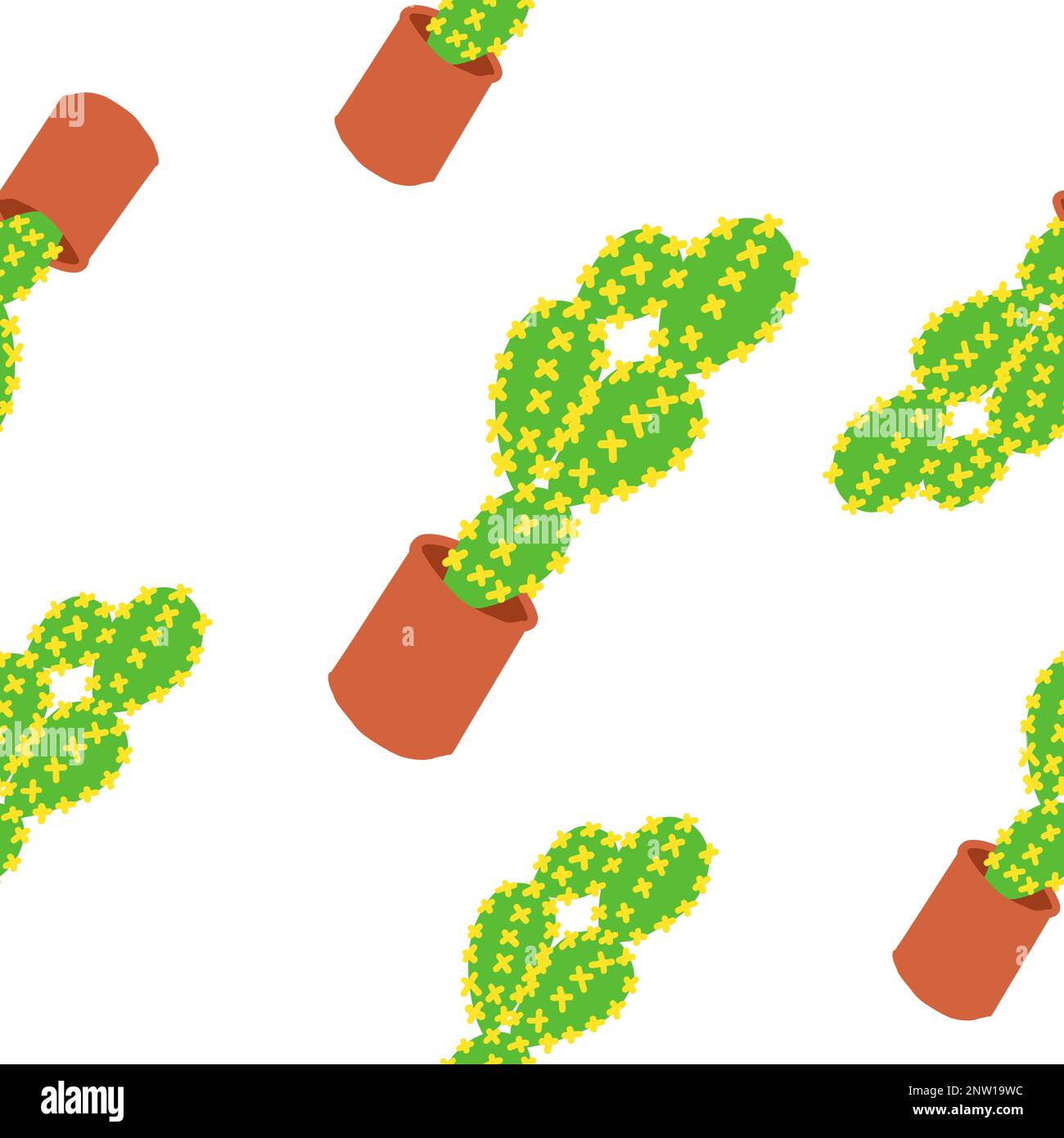 Cacti pattern. Vector illustration in cartoon flat style isolated on ...