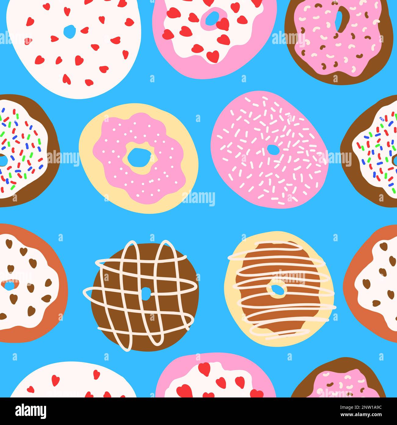 Donuts pattern. Vector illustration in cartoon flat style isolated on ...