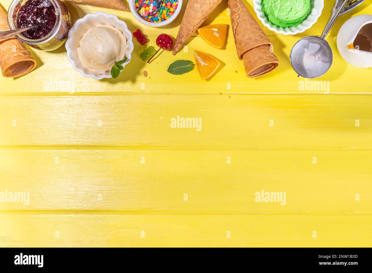 Ice cream festival background, Summer ice cream buffet with various