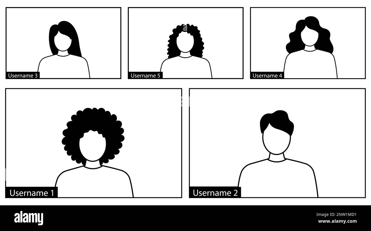 Illustration for video conferencing and meetings application. Five