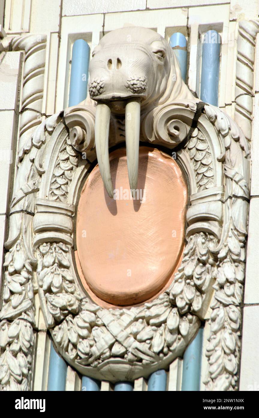 Walrus detail of the Artic building, Seattle Stock Photo