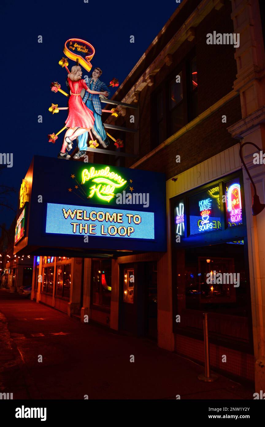 A welcome marquee in Blueberry Hill, St Louis Stock Photo