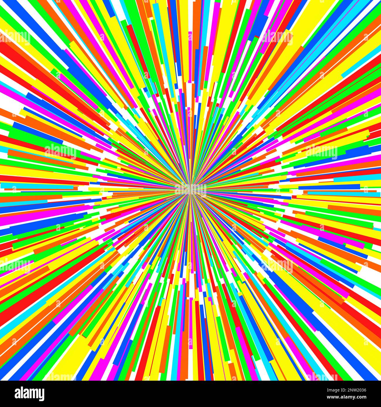Multicolored rainbow spectrum starburst rays sparkly background texture. Stock Photo