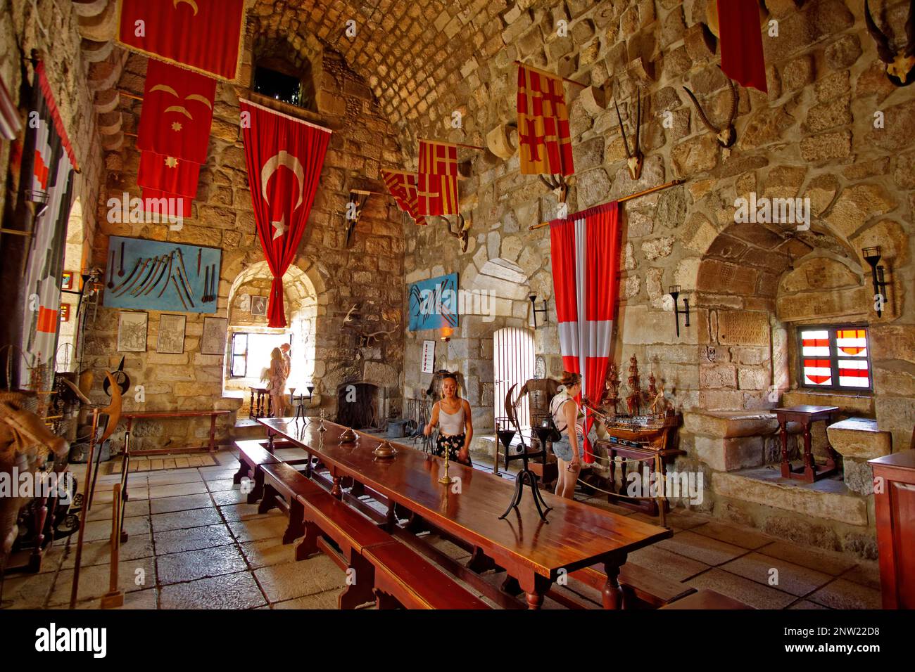 Interior of the English Tower at the castle of St. Peter's, Bodrum, Mugla, Turkey. The tower was home to the English knights. Stock Photo