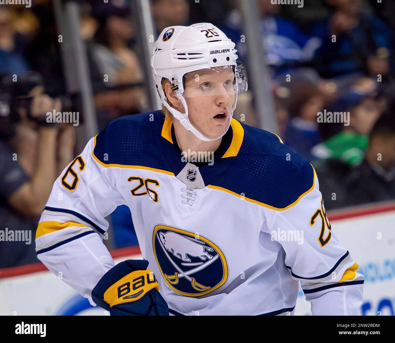 January 18, 2019: Sabres defenseman Rasmus Dahlin (26) in game action  during the NHL game between the Buffalo Sabres and the Vancouver Canucks at  Rogers Arena in Vancouver, Canada. Dom Gagne/CSM(Credit Image: ©