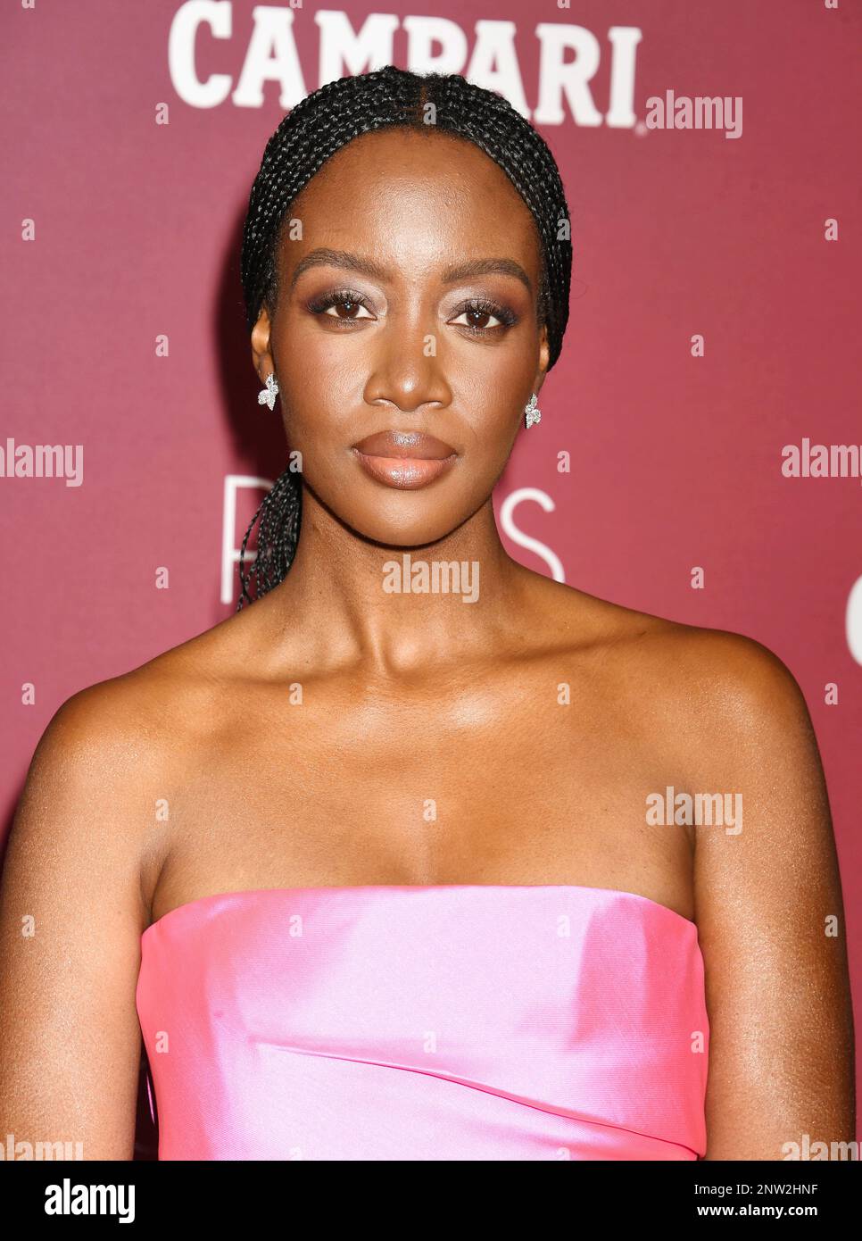 LOS ANGELES, CALIFORNIA - FEBRUARY 27: Sarah Kinsumba attends the 25th Annual Costume Designers Guild Awards at the Fairmont Century Plaza on February Stock Photo