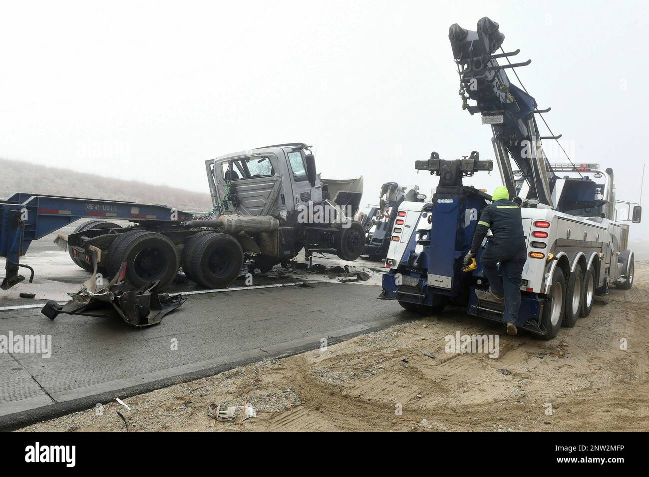 Crews Work To Clear The Roadway After A Multi-vehicle Collision Along A ...