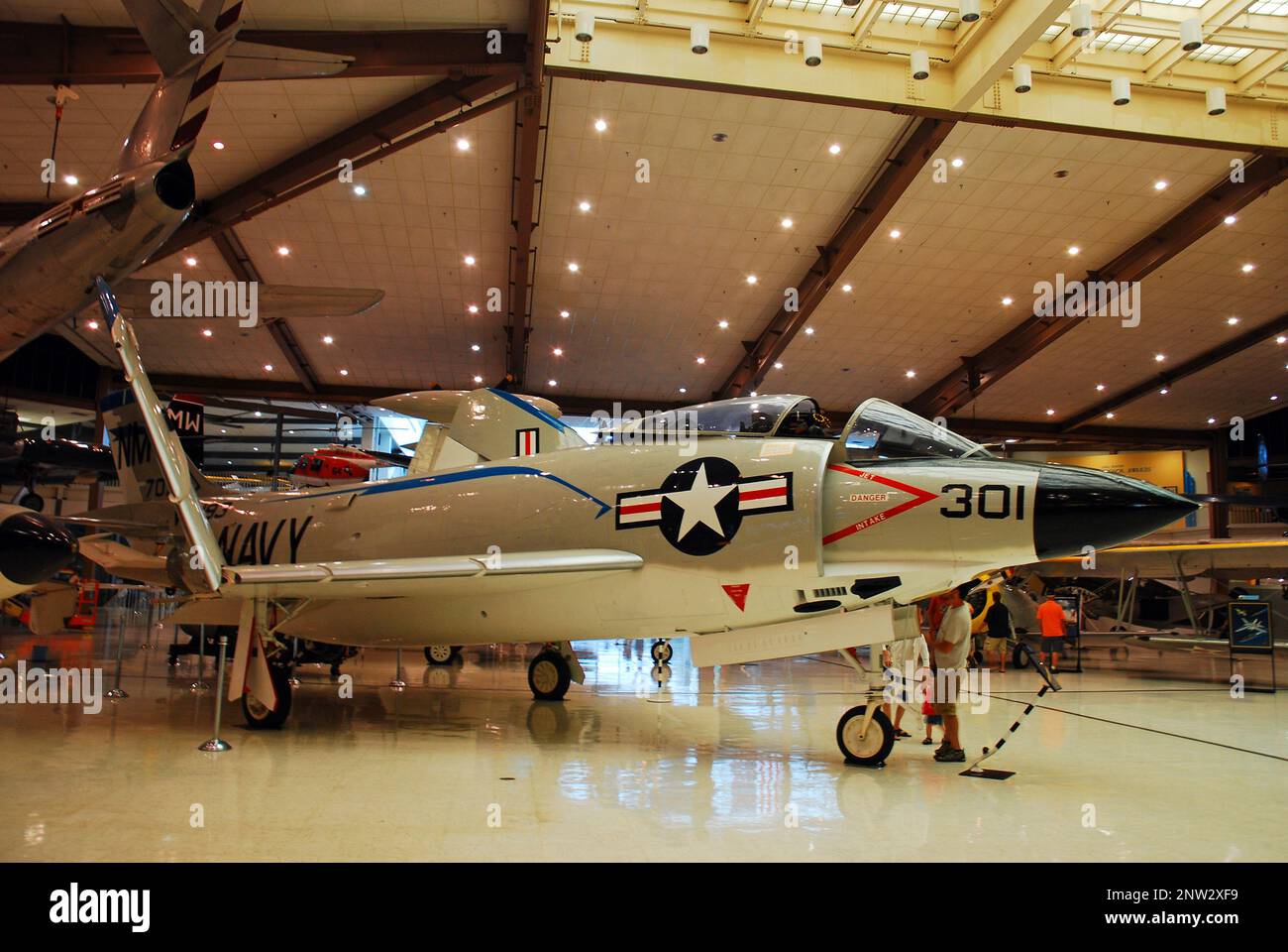 A Douglas A4D Skyhawk military jet airplane is on display at the National Museum of Naval Aviation in Pensacola, Florida Stock Photo