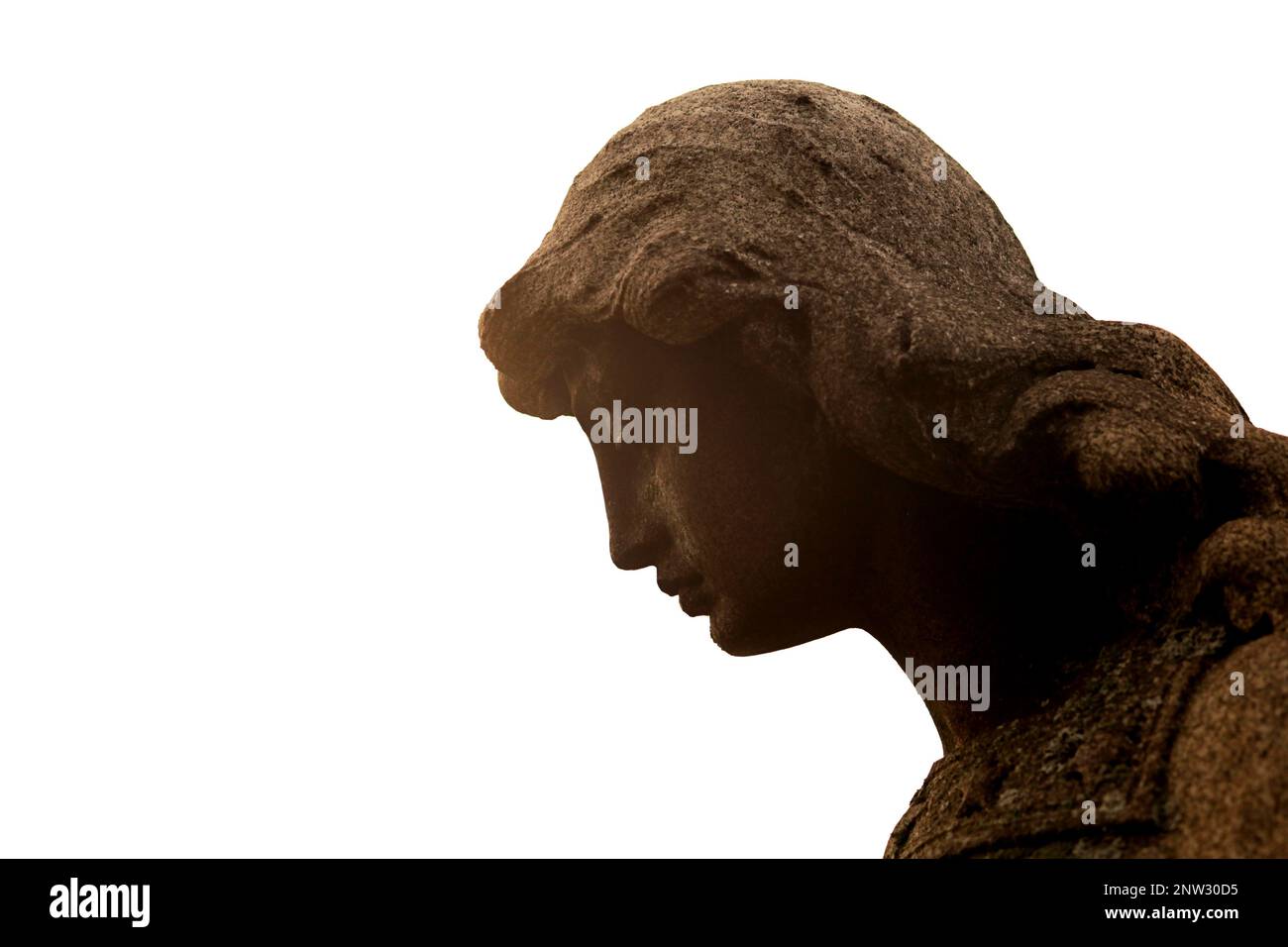 Beautiful art deco angel or Christ statue profile radiant in the