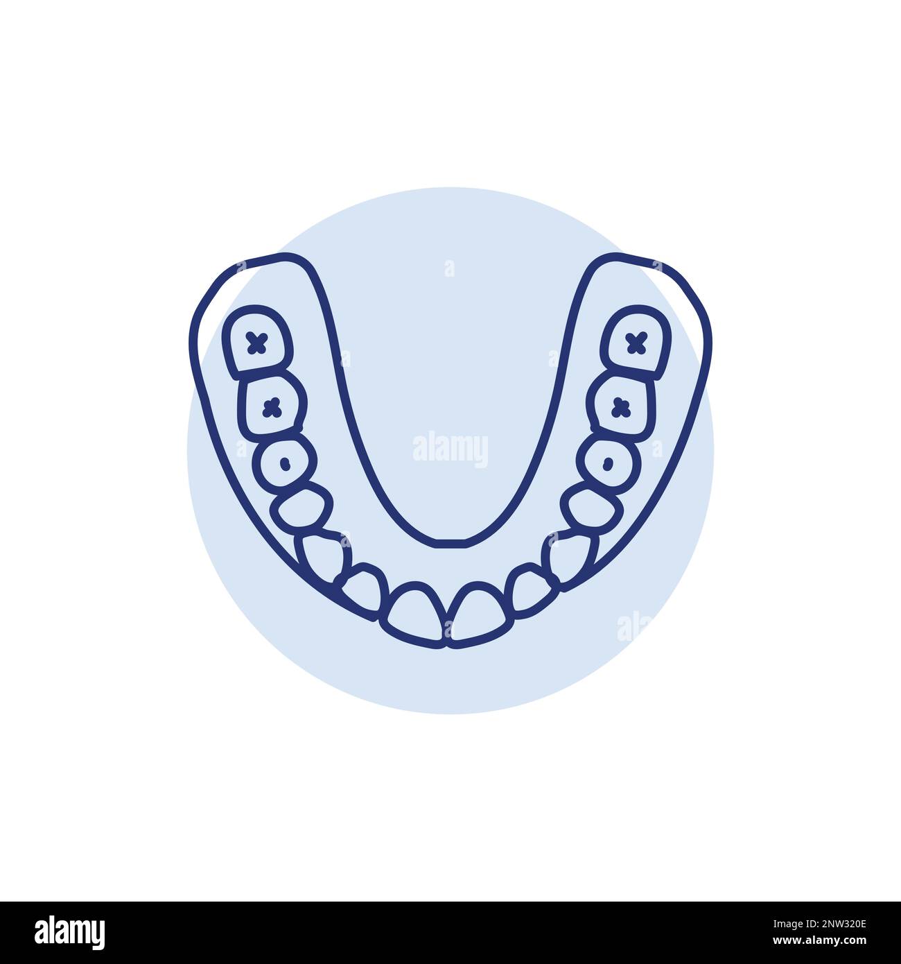 False teeth line icon. Dental prosthetic. Vector illustration Stock