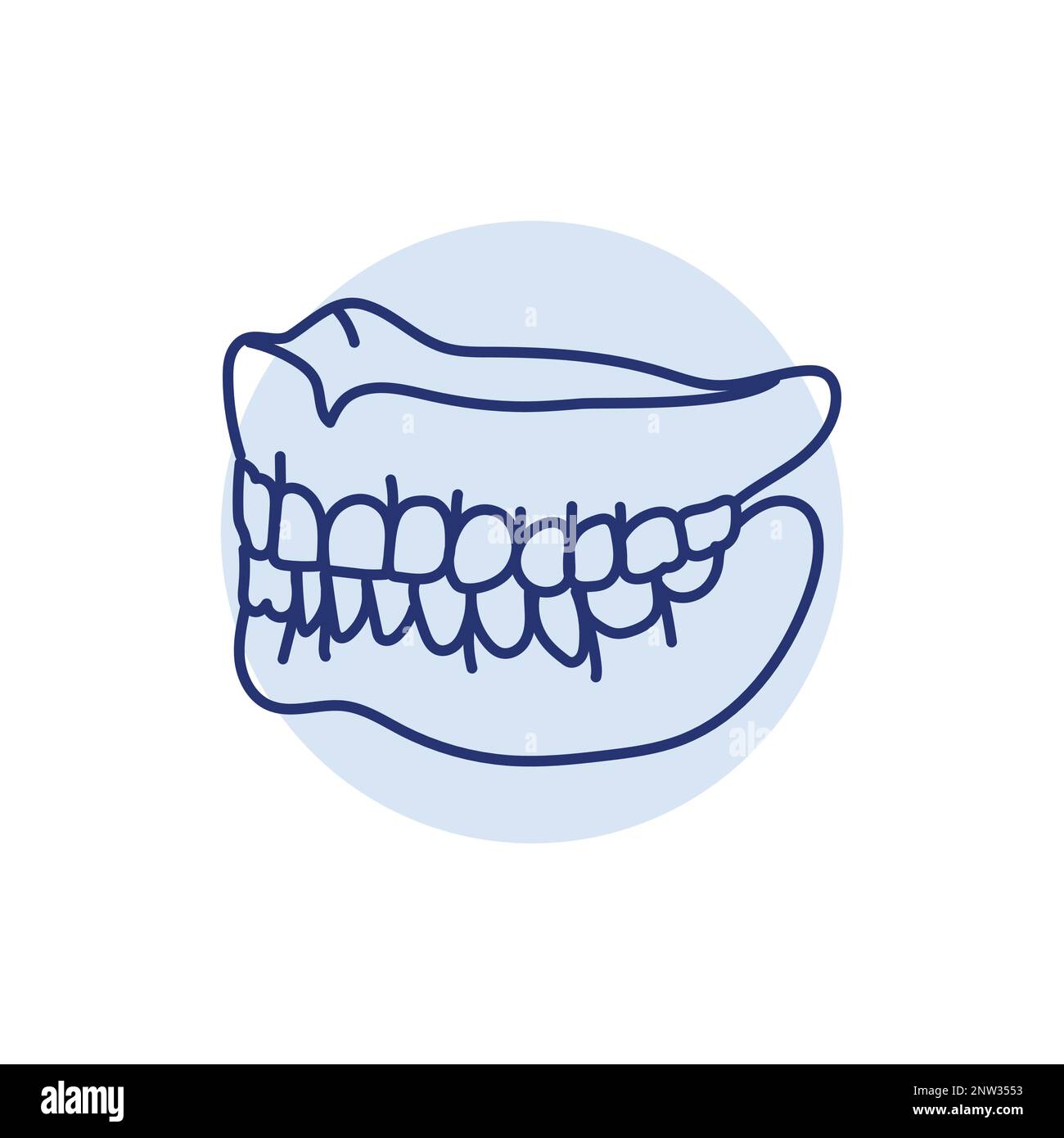 False teeth line icon. Dental prosthetic. Vector illustration Stock