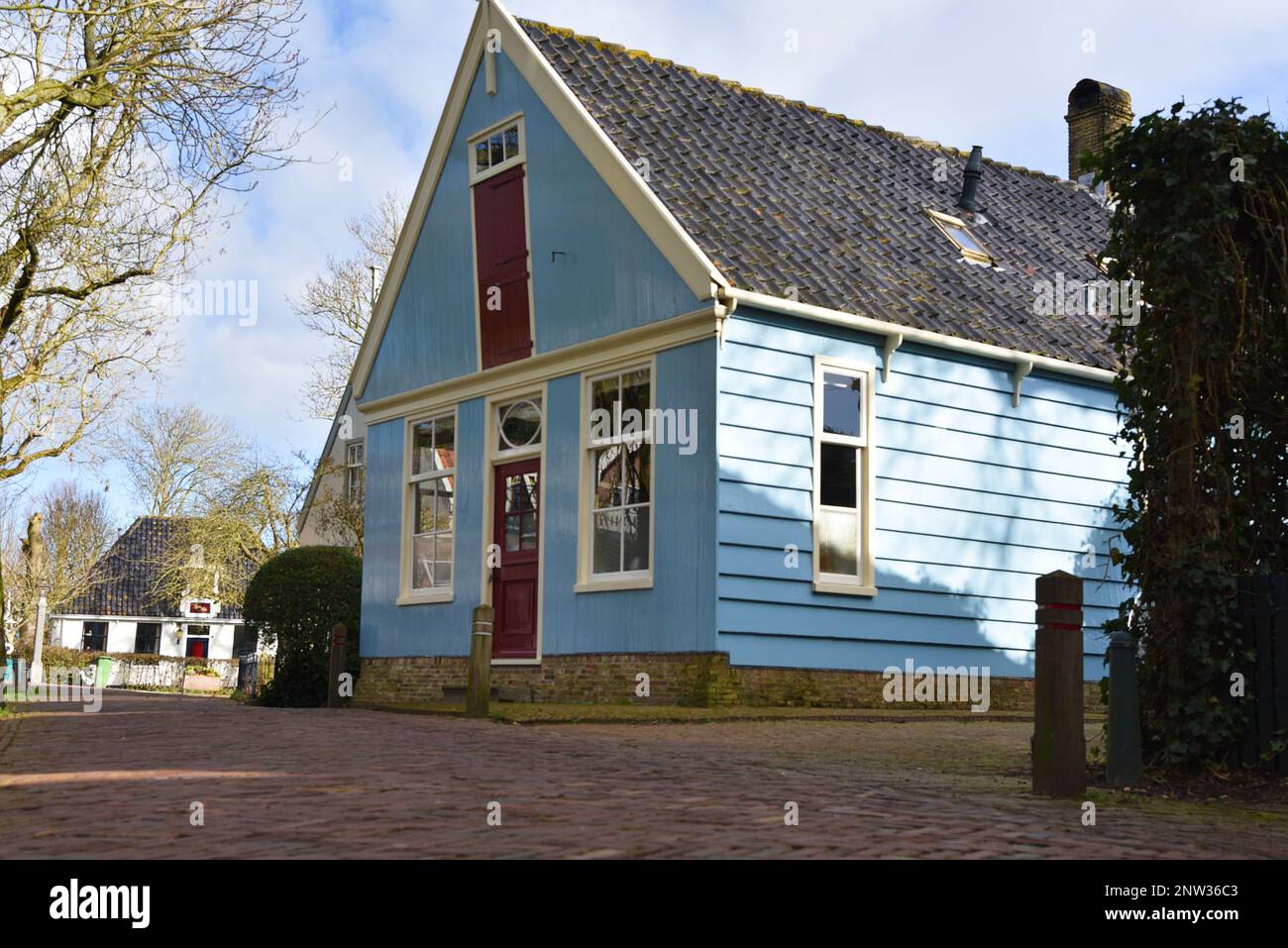 Broek in Waterland, Netherlands. February 2023. The authentic wooden houses in Broek in Waterland, Holland. High quality photo Stock Photo