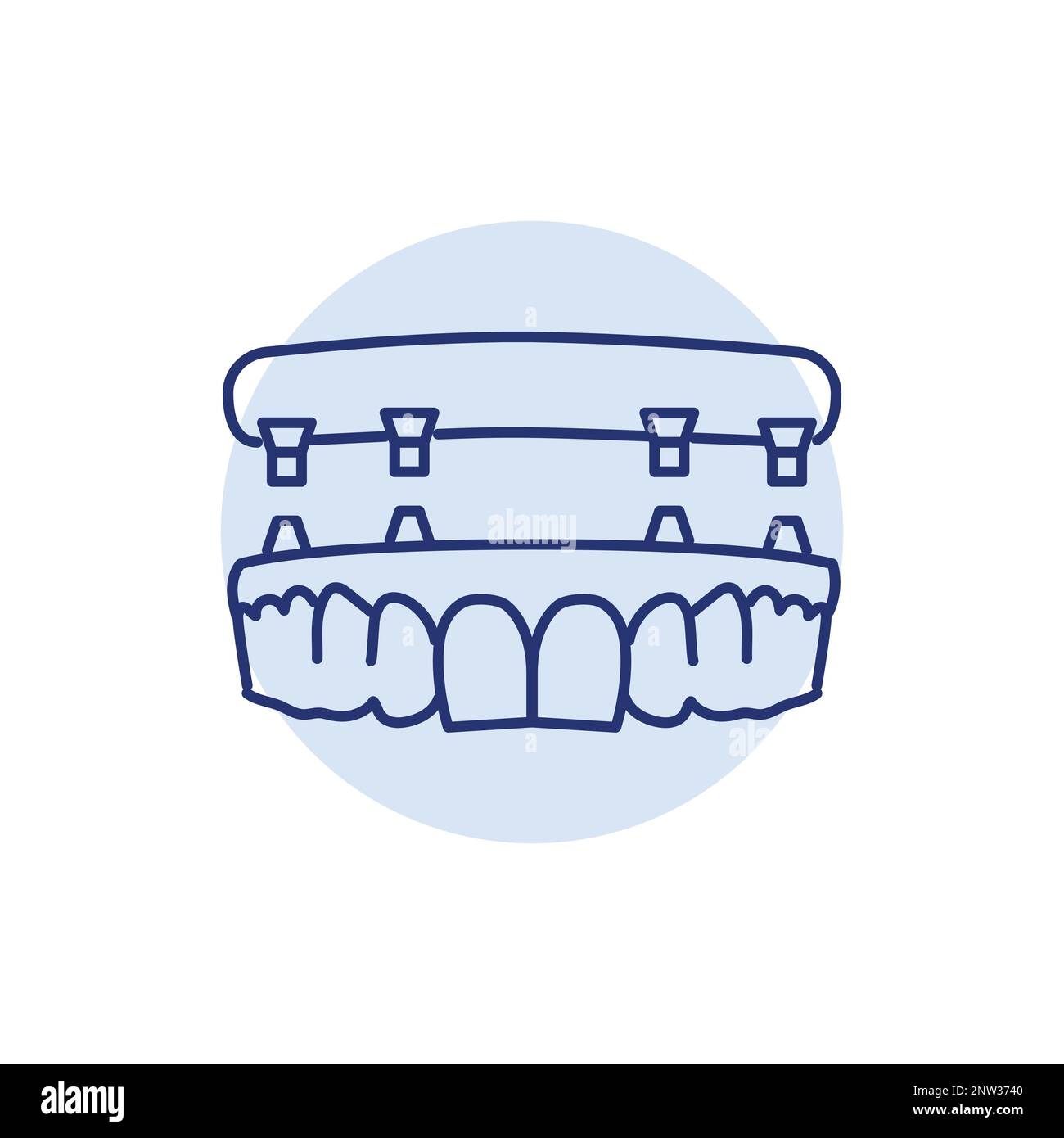 False teeth line icon. Dental prosthetic. Vector illustration Stock Vector