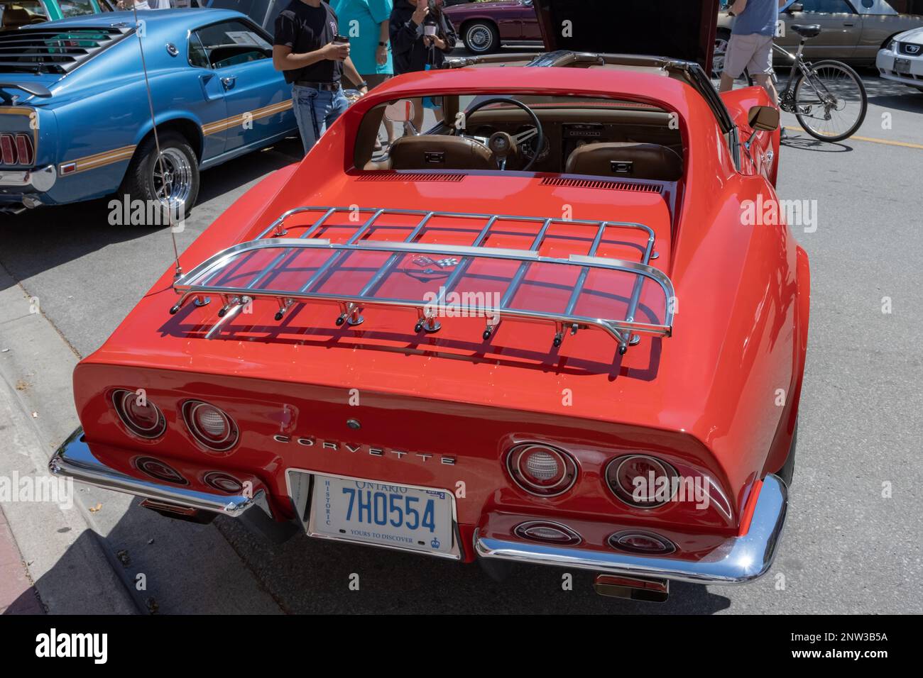 Burlington,ON,Canada July 9, 2022 Red StingrayCorvette detail in