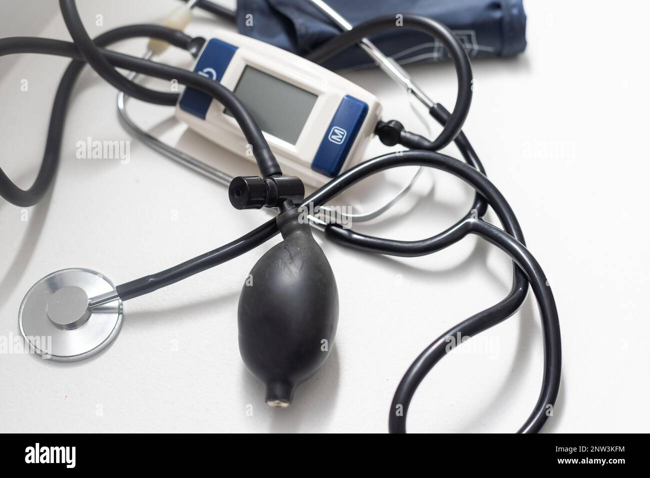 Mercury pressure gauge with stethoscope, classical blood pressure gauge