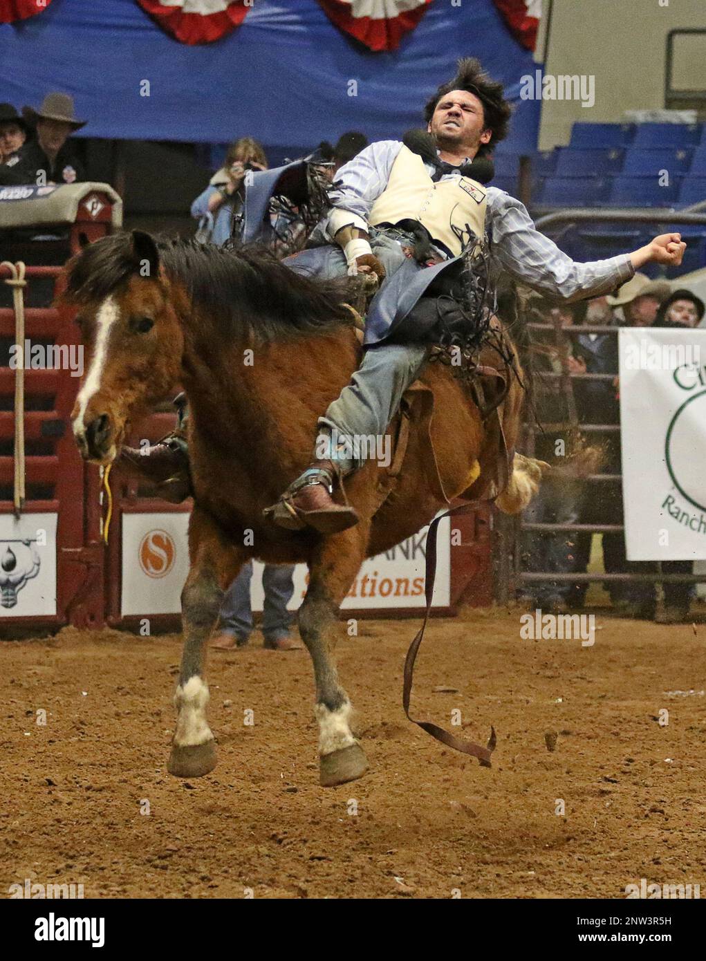 Justin Pollmiller of Weatherford, in bareback riding