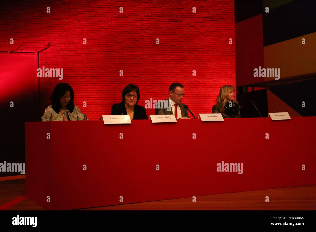 Heidrun Bluhm, Cornelia Möhring, Matthias Höhn  und Astrid Schramm auf dem Parteitag der LINKEN 2014 in Hamburg Stock Photo