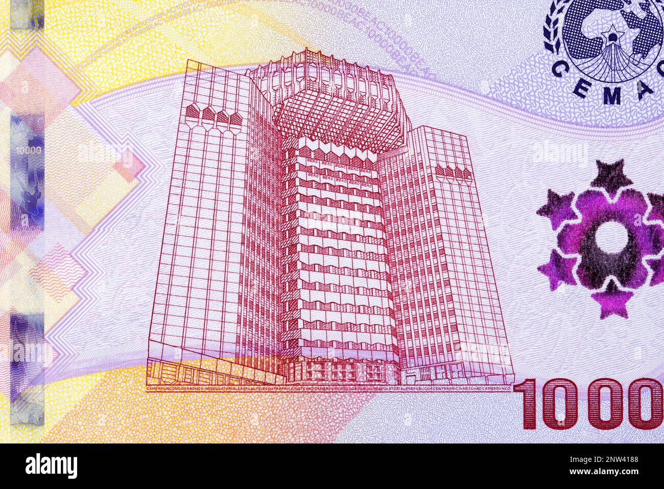 Tall building from Central African States money - 10000 Francs Stock Photo