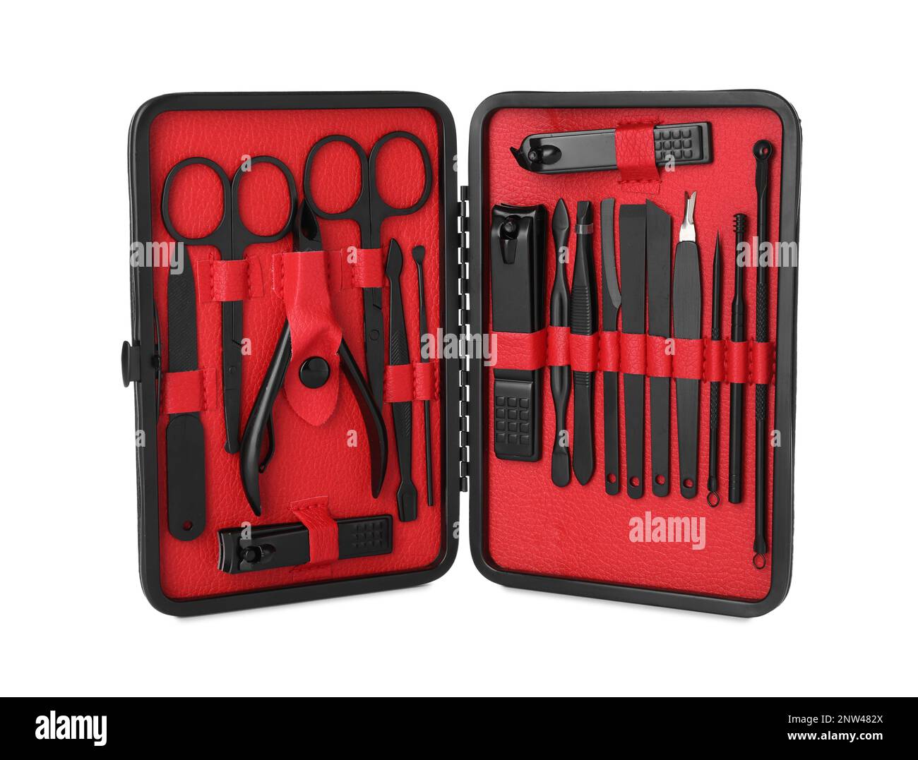 Manicure set in case isolated on white Stock Photo