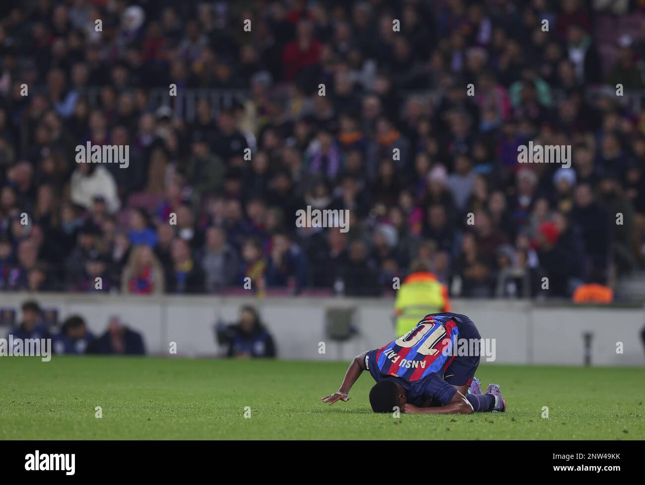 Barcelona, Spain. 19th Feb, 2023. Ansu Fati of Barcelona during the La Liga football match between Barcelona and Cadiz in Estadio Camp Nou in Barcelona, Spain. Barcelona won the game 2-0 (goals by Sergi Roberto 43; Robert Lewandowski 45 1) (Foto: Sports Press Photo/Sports Press Photo/C - ONE HOUR DEADLINE - ONLY ACTIVATE FTP IF IMAGES LESS THAN ONE HOUR OLD - Alamy) Credit: SPP Sport Press Photo. /Alamy Live News Stock Photo