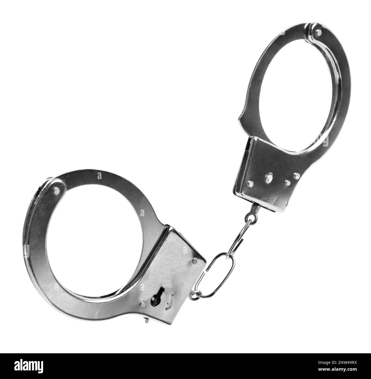 New classic chain handcuffs isolated on white Stock Photo Alamy