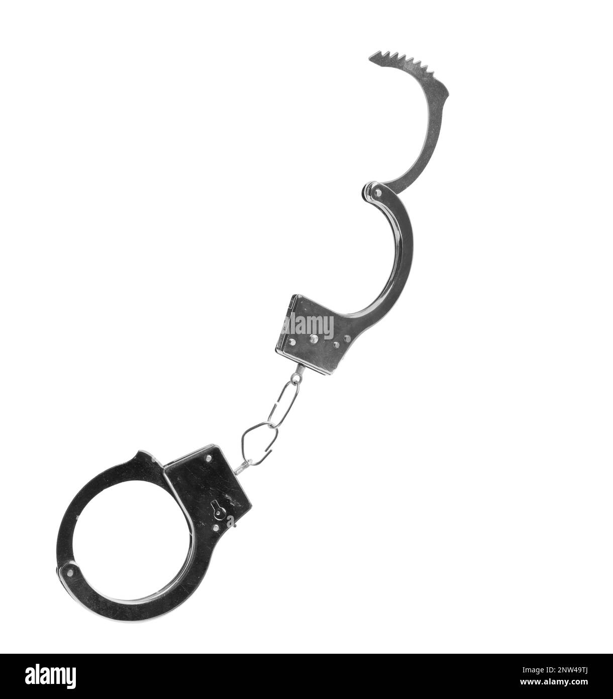 New classic chain handcuffs isolated on white Stock Photo Alamy