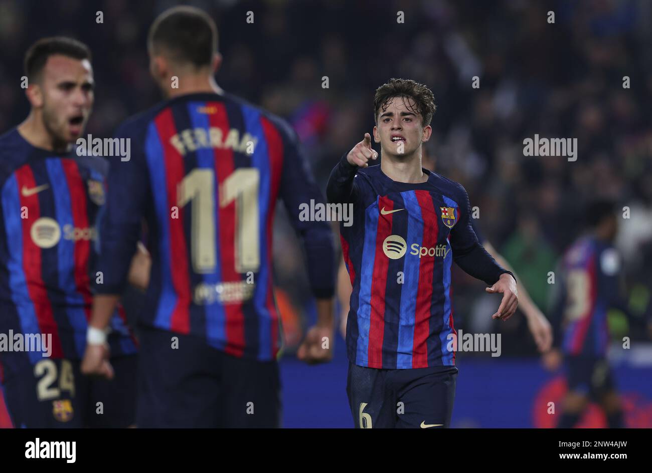Barcelona, Spain. 19th Feb, 2023. Gavi of Barcelona during the La Liga football match between Barcelona and Cadiz in Estadio Camp Nou in Barcelona, Spain. Barcelona won the game 2-0 (goals by Sergi Roberto 43; Robert Lewandowski 45 1) (Foto: Sports Press Photo/Sports Press Photo/C - ONE HOUR DEADLINE - ONLY ACTIVATE FTP IF IMAGES LESS THAN ONE HOUR OLD - Alamy) Credit: SPP Sport Press Photo. /Alamy Live News Stock Photo