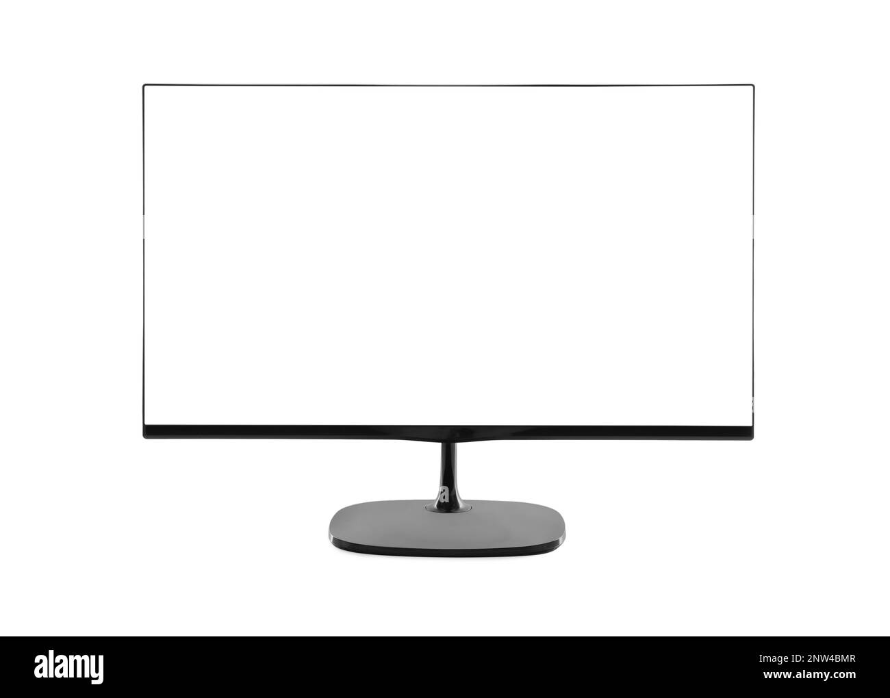 Modern computer monitor with black screen isolated on white Stock Photo