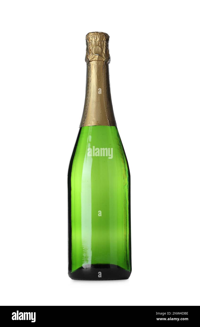 Bottle of sparkling wine isolated on white Stock Photo Alamy