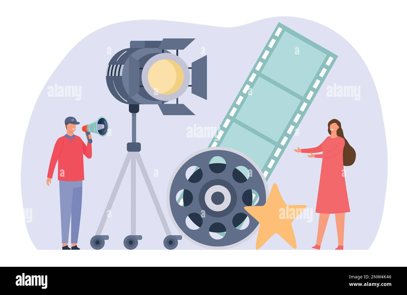 Movie making industry vector concept, shooting film Stock Vector