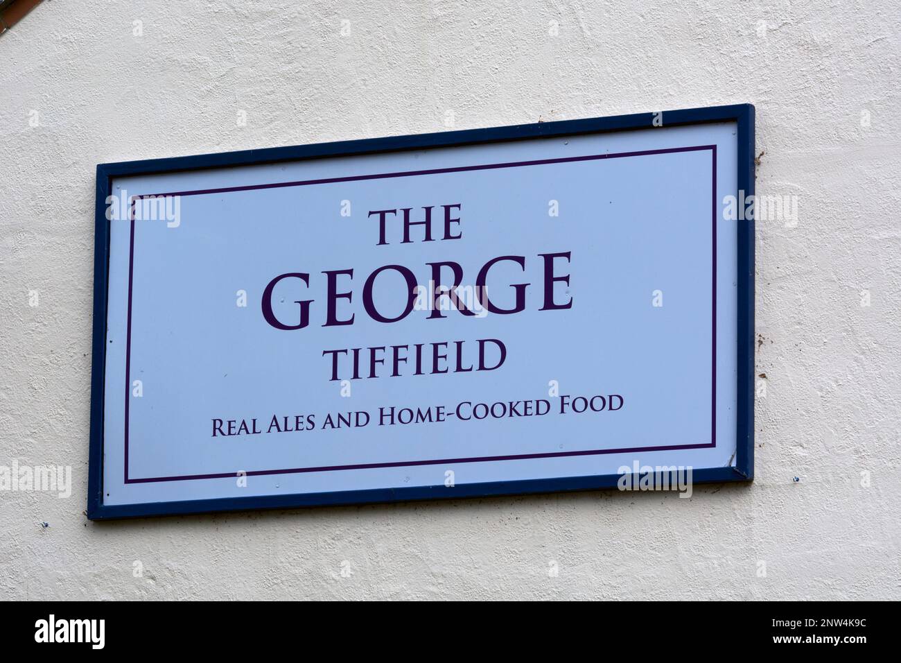 The George pub sign, Tiffield, Northamptonshire, England, UK Stock Photo