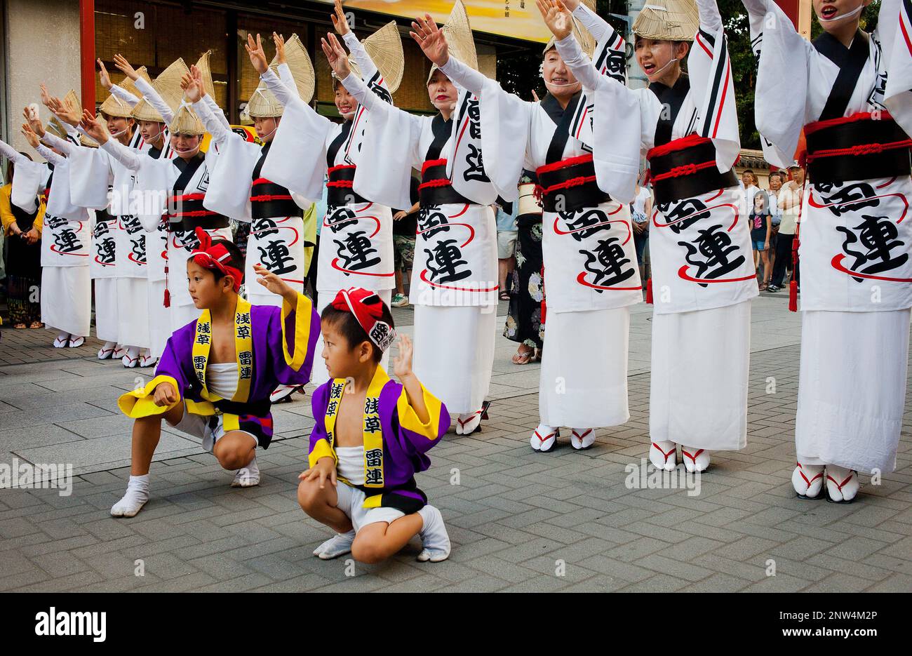 Asakusa Okuyama matsuri, Awaodori festival (August).Traditional dance.Parade next to Senso-ji Temple.Tokyo city, Japan, Asia Stock Photo