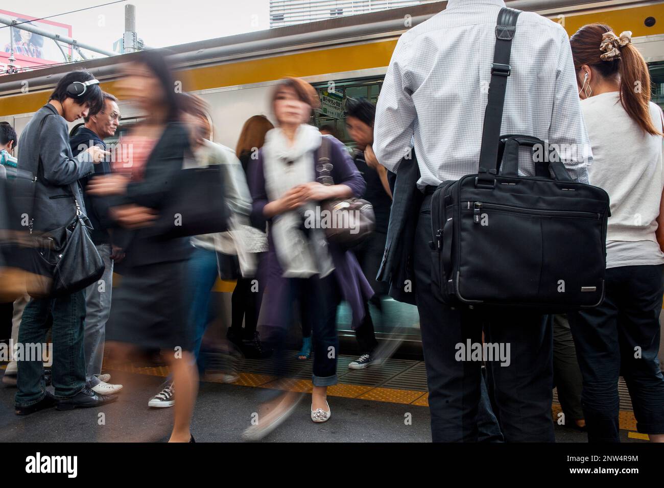 Shinjuku Railway station.Chuo Sobu Line. Shinjuku, Tokyo, Japan Stock Photo