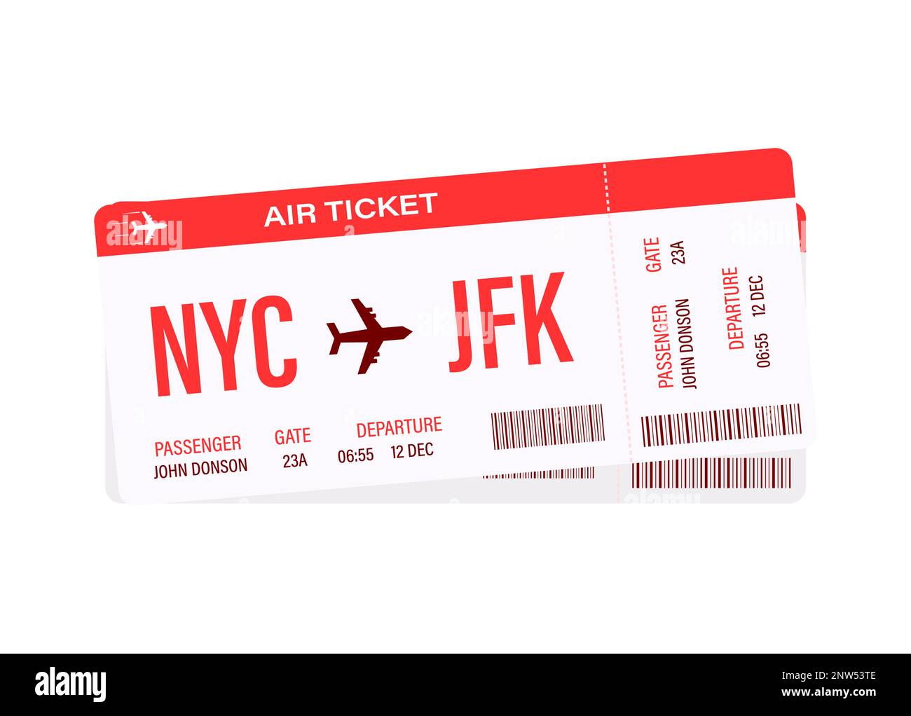 Airline ticket. Travel Boarding pass ticket template Stock Vector