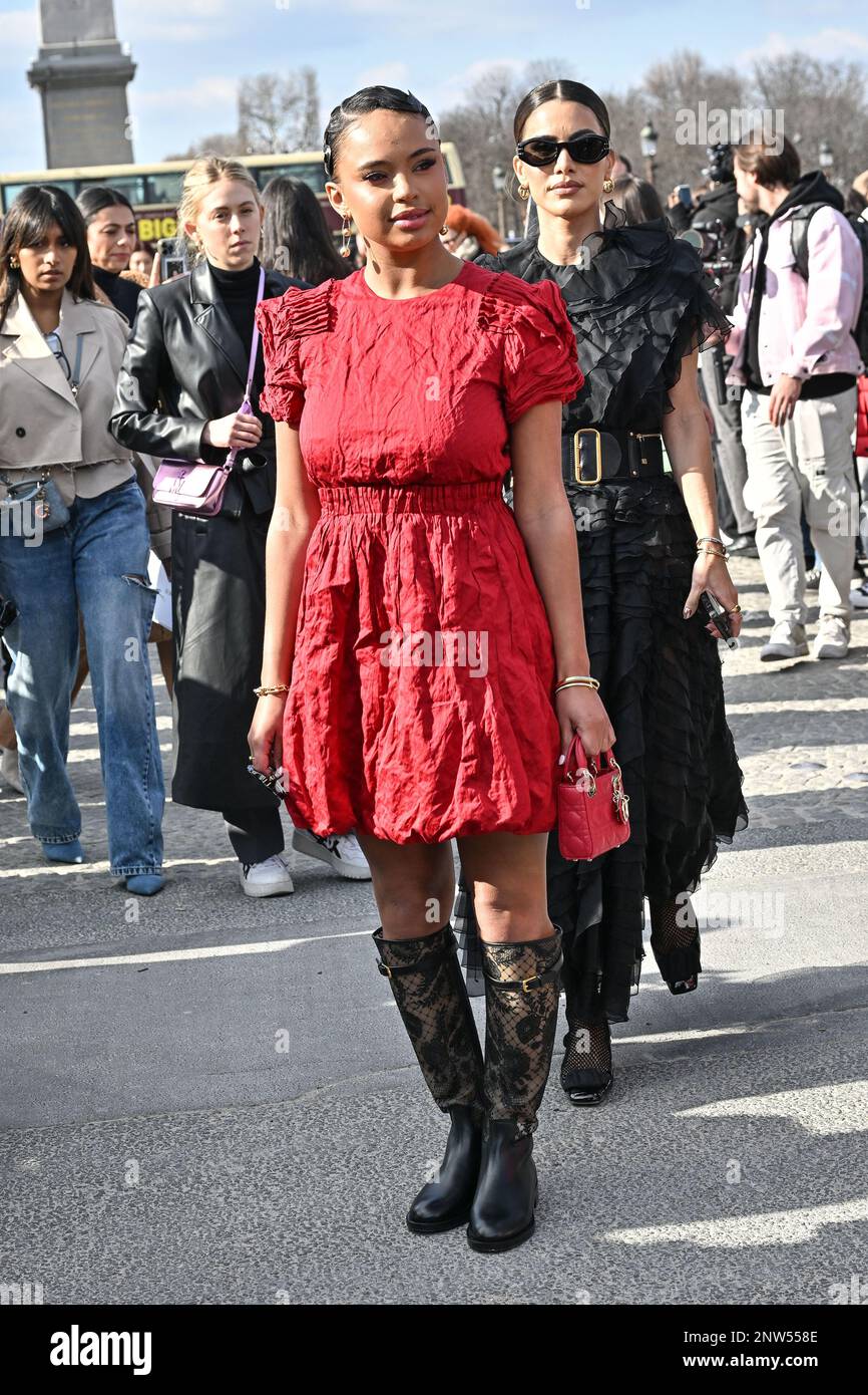 Paris, France February 28, 2023. Paola Locatelli arriving at Dior show