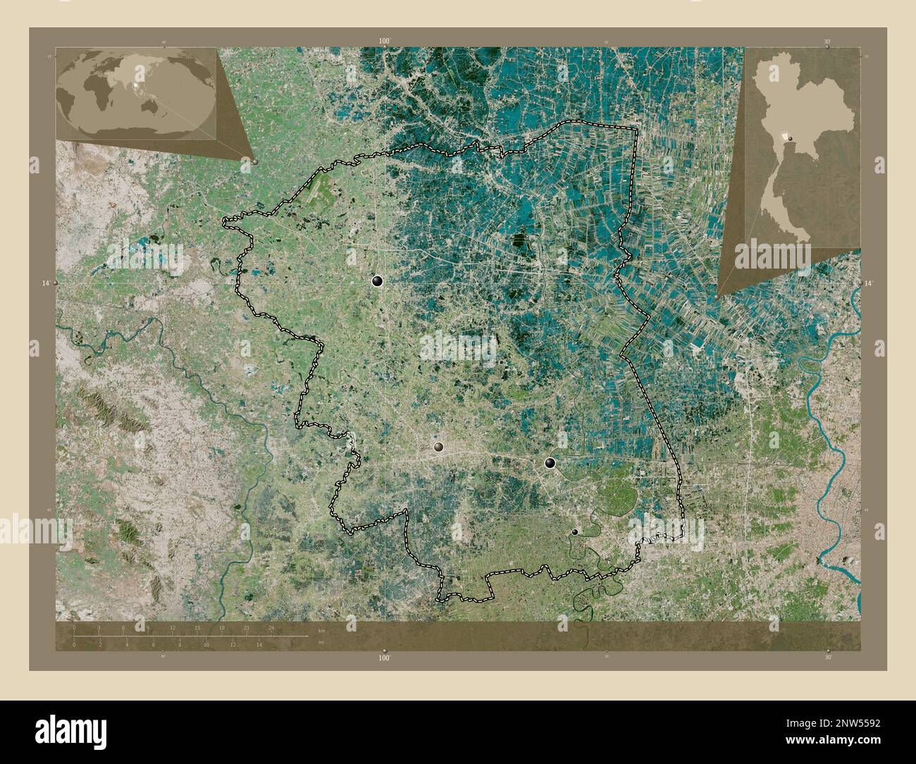 Nakhon Pathom, Province Of Thailand. High Resolution Satellite Map 