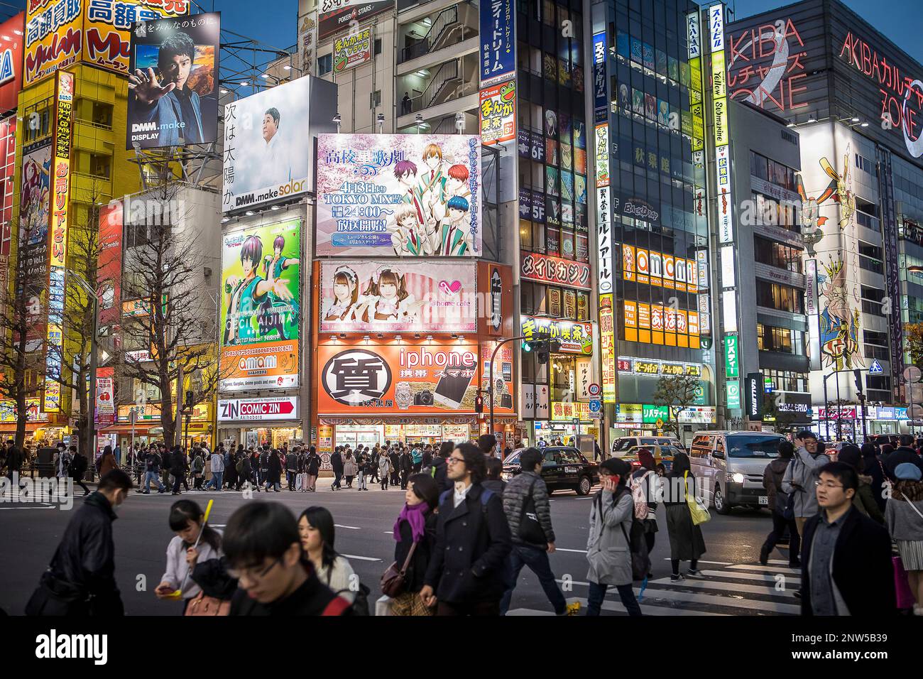 Street scene, at Chuo Dori street, Akihabara, Tokyo, Japan Stock Photo ...