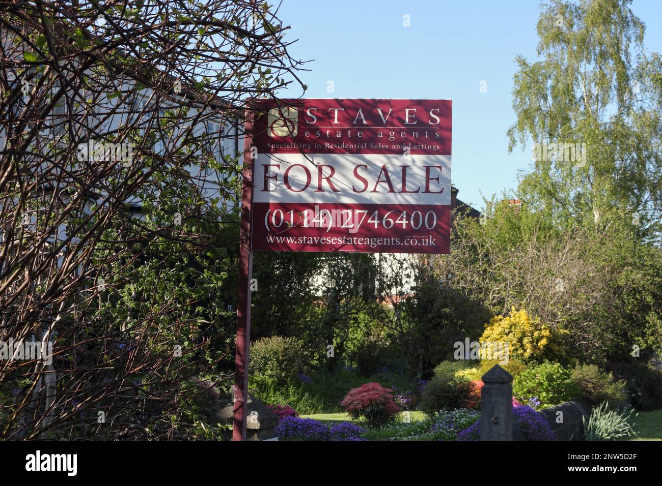 Staves estate agent for sale sign, Millhouses Sheffield England