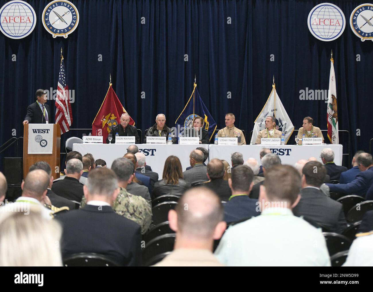 Vice Adm. Kelly Aeschbach, commander Naval Information Forces (NAVIFOR) participated in a panel: Man, Train, and Equip Perspective: What are the “Goods” and “Others” on Readiness, Capability, and Capacity on February 14. Having a high-end, combat-ready naval force remains the Nation’s most potent, flexible, and versatile instrument of military influence. Dealing with the pacing threat will require a more ready, capable, and lethal fleet that will maintain our competitive advantage. During the panel, warfare community leaders discussed the “goods” and the “others” of readiness, capability, and Stock Photo