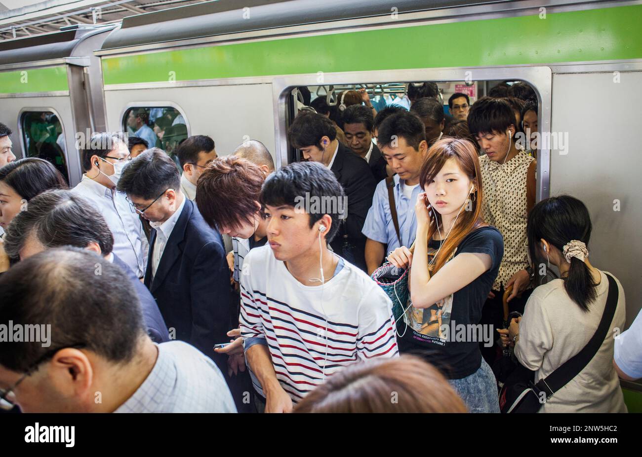Rush hour at JR Shinjuku Railway station.Yamanote Line.Shinjuku, Tokyo, Japan Stock Photo